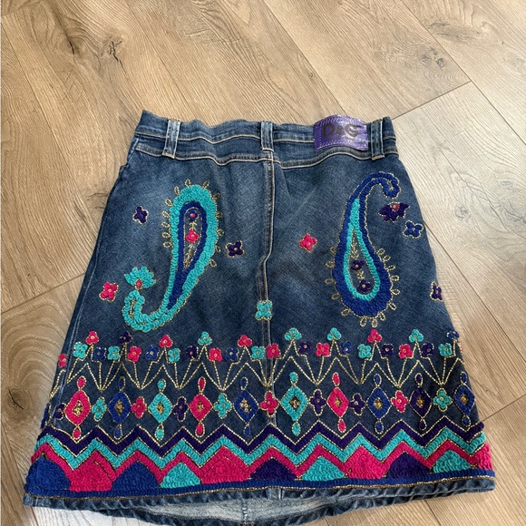 D&G Denim Skirt with Colorful Embroidery - Picture 4 of 5